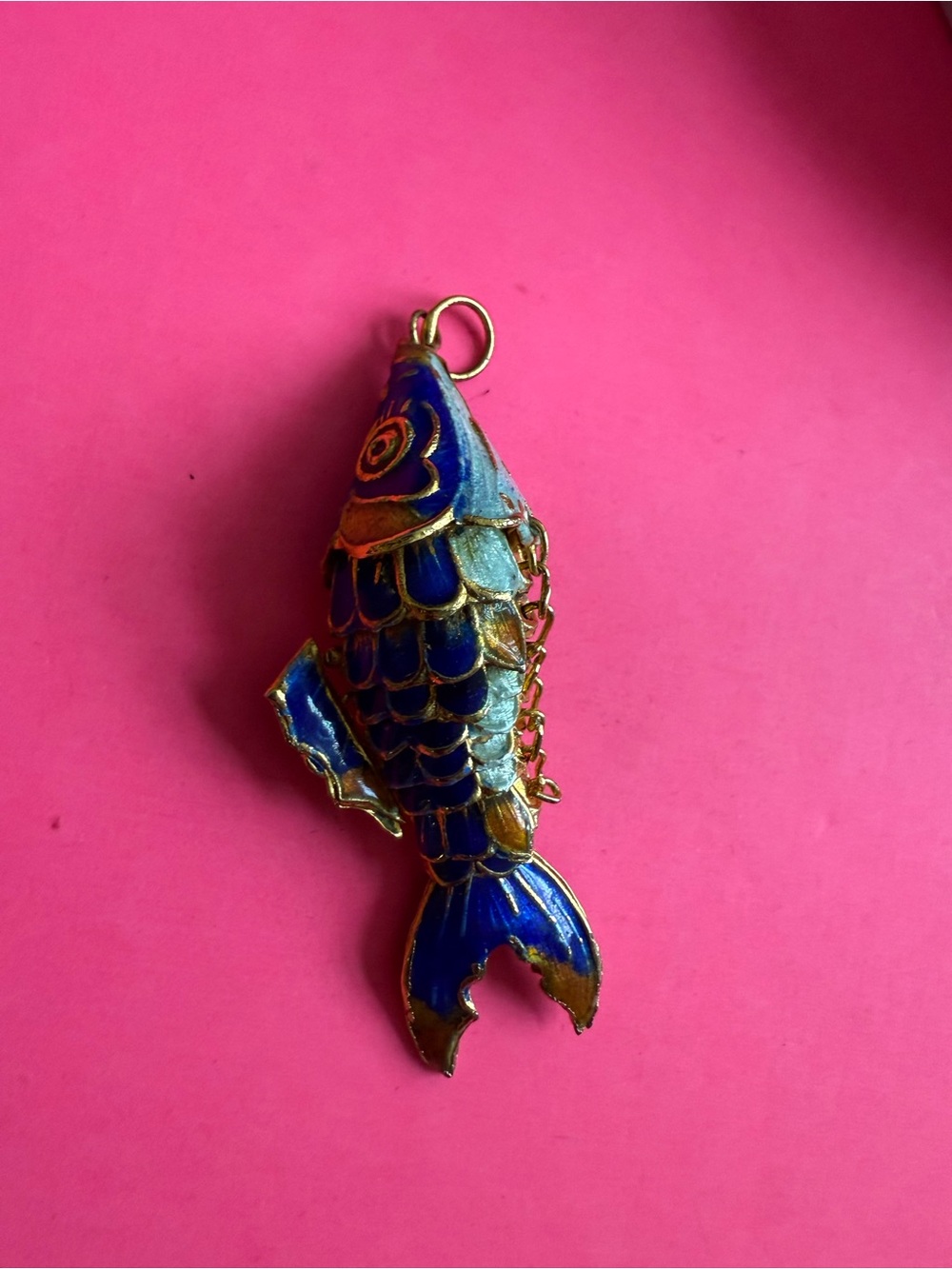 VINTAGE ENAMEL KOI FISH PENDENT OR CHARM